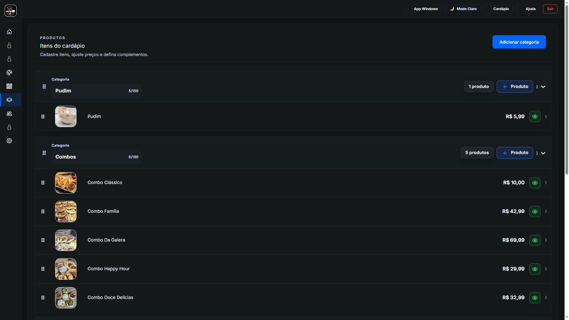 Preview do App de Gestão